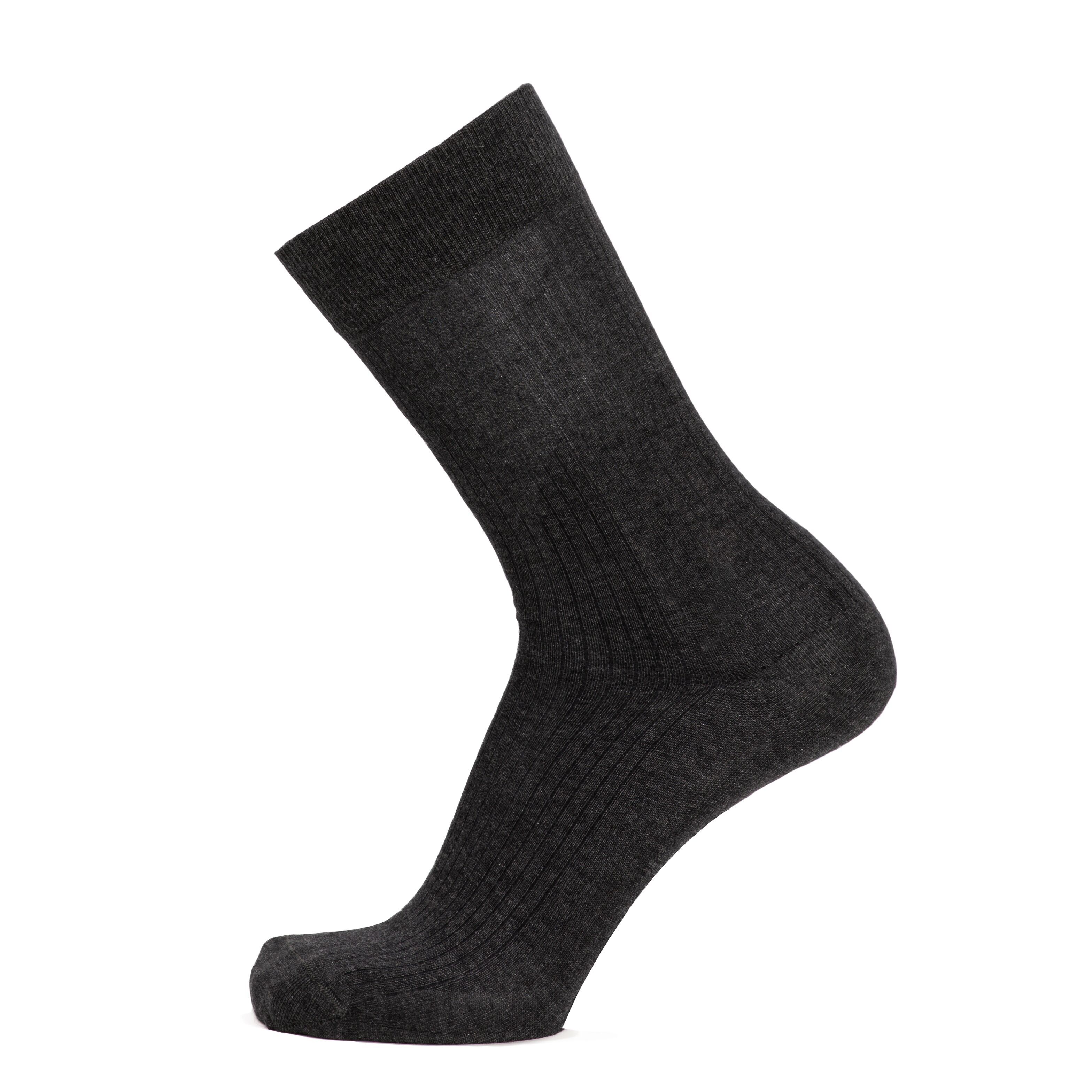 Les côtelées fines - chaussettes homme - coton anthracite