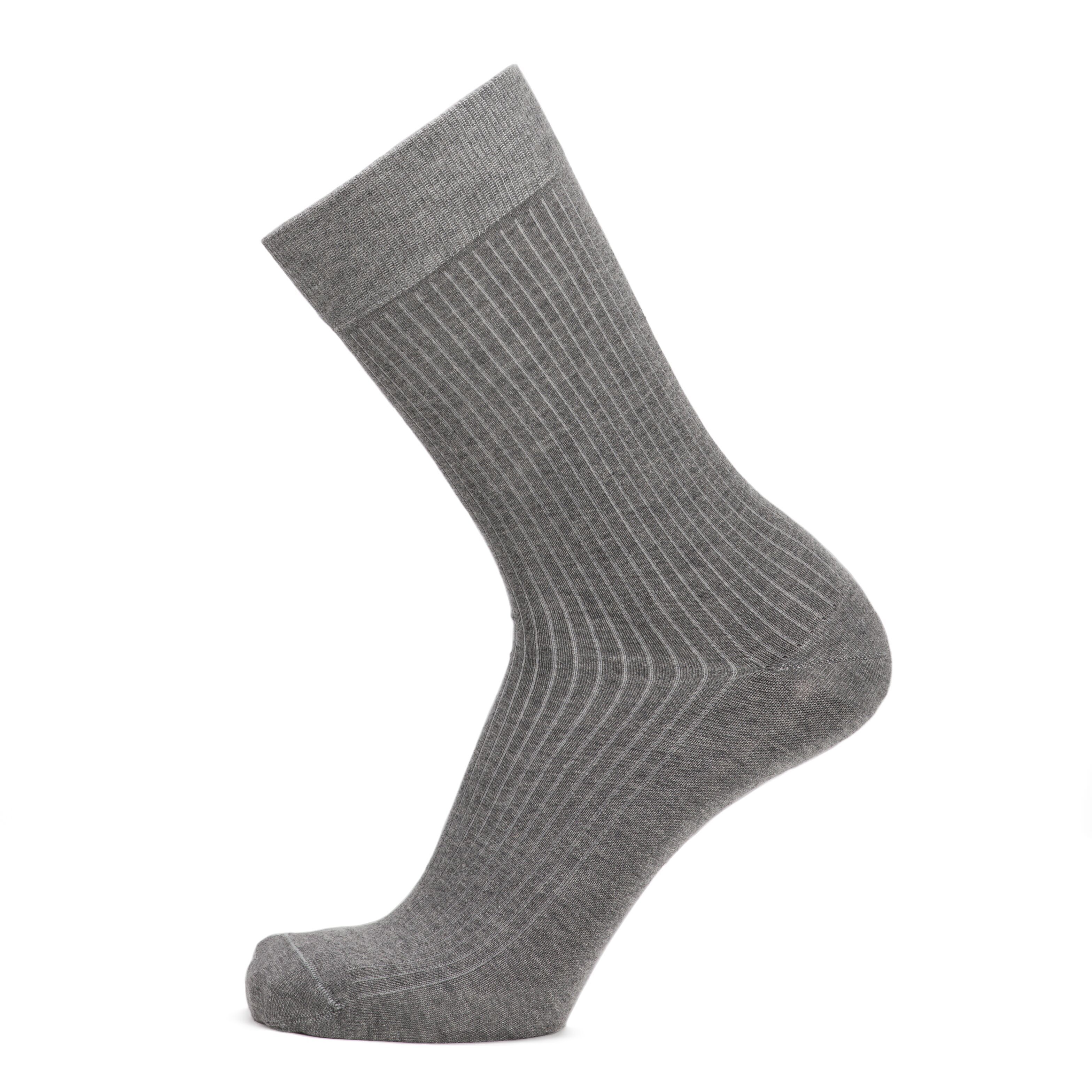 Les côtelées fines - chaussettes homme - coton gris-clair