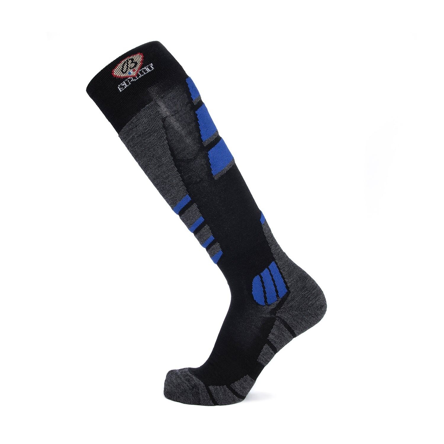 Chaussettes de ski - Broussaud Sport - laine noir-gris-bleu
