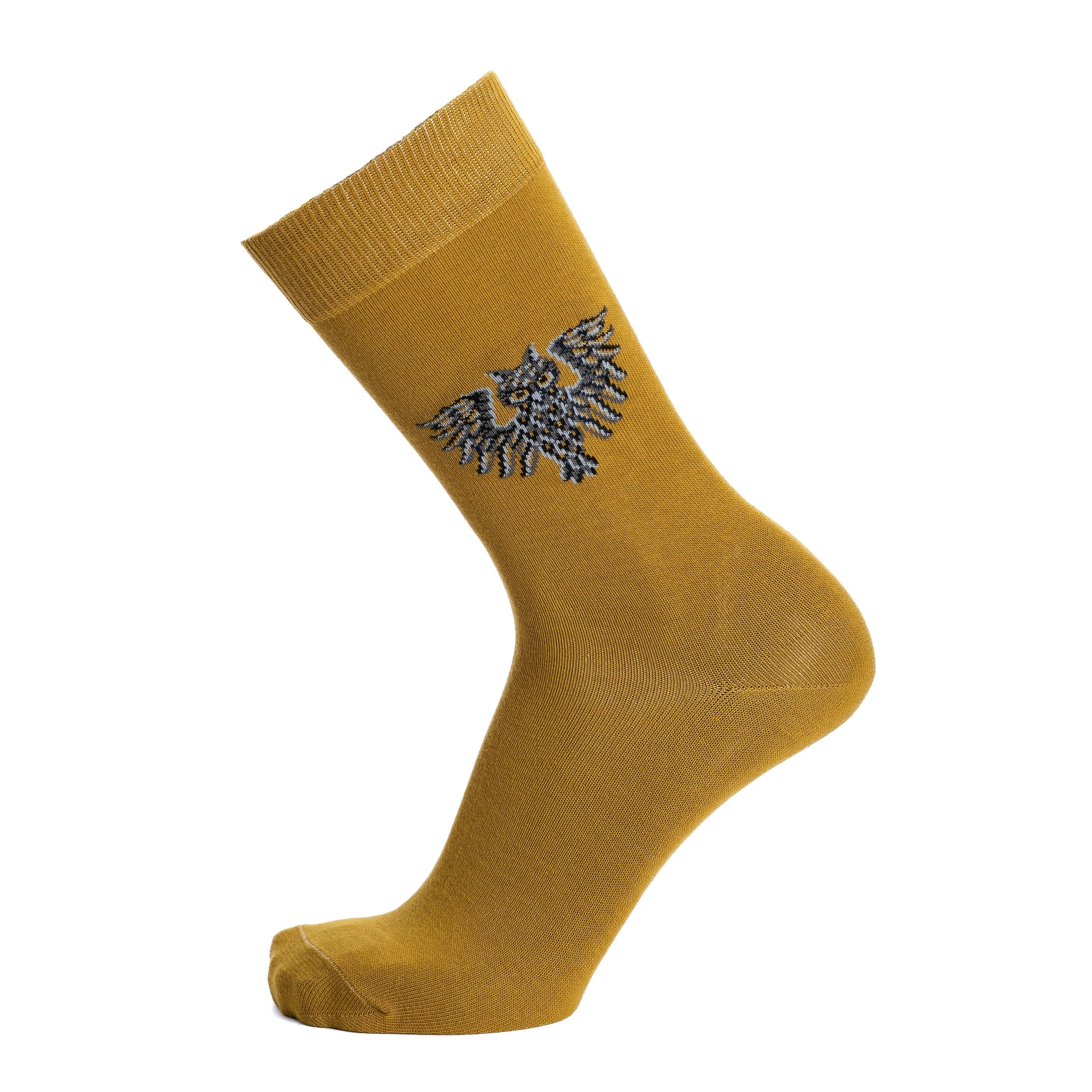 Les hiboux - chaussettes homme - coton olive