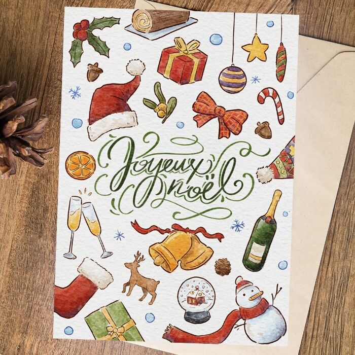 Christmas card - Merry Christmas | Christmas greeting card - Happy Christmas (A6)