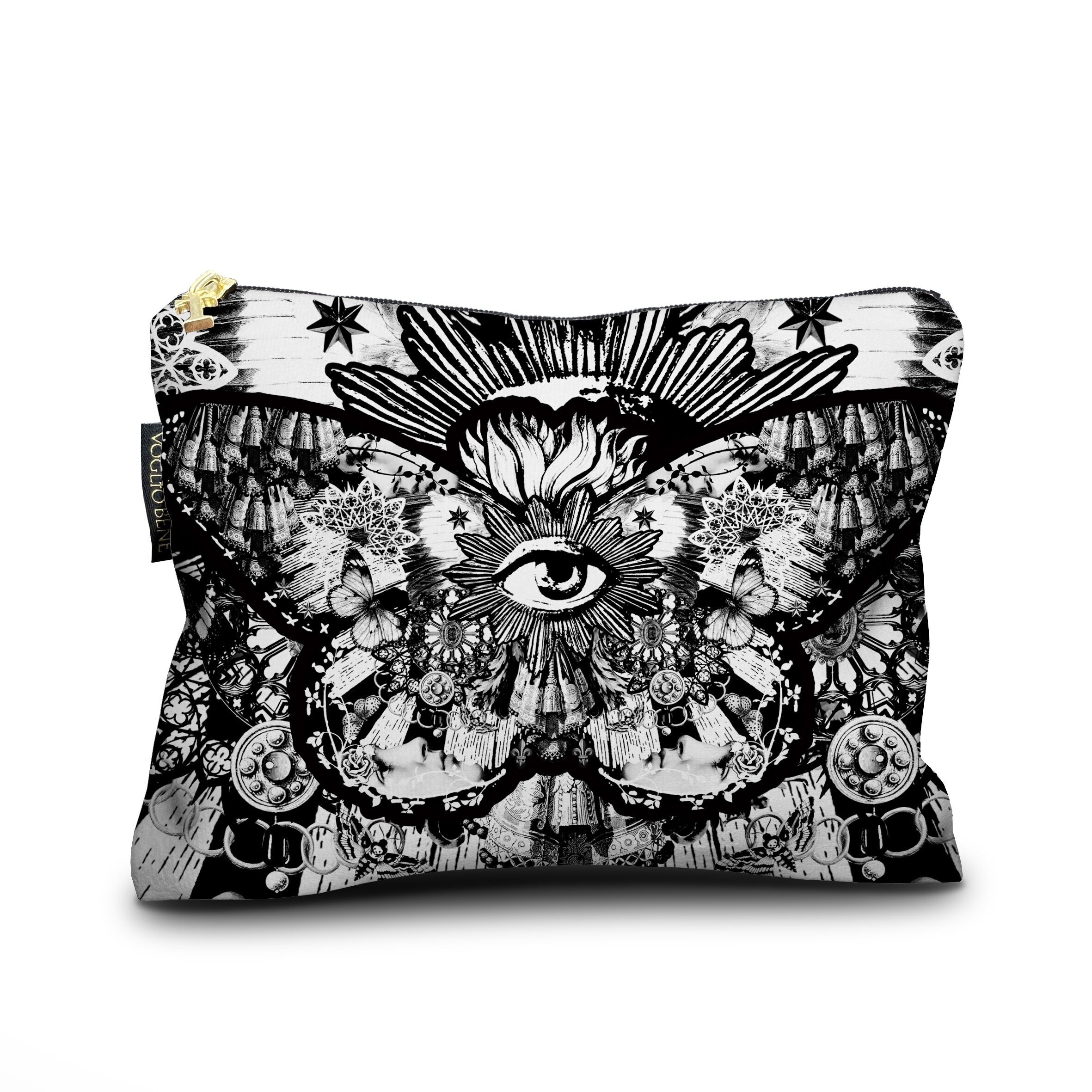 17 x 23 cm schwarzes Federmäppchen mit Schmetterlingsmotiv