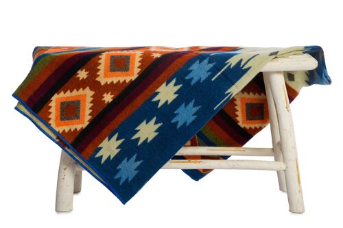 Mini | Alpaca Native Blanket | Quilotoa Blue | 110 cm x 185 cm