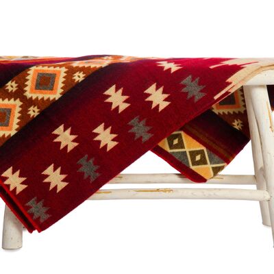 Mini | Alpaka Native Decke | Quilotoa-Rot | 110 cm x 185 cm