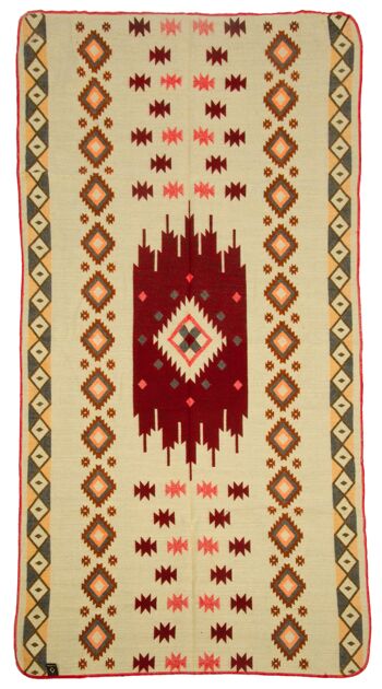 Mini | Couverture indigène en alpaga | Quilotoa Rouge | 110 cm x 185 cm 3