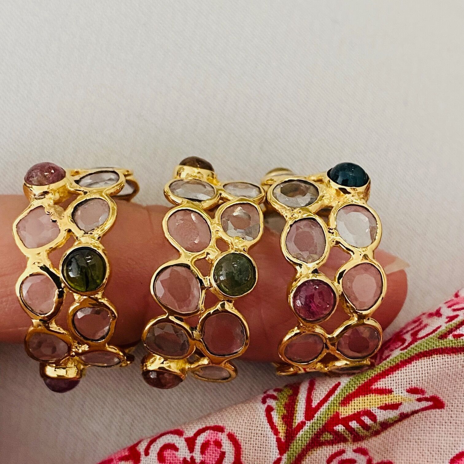 Anello con cabochon di cristallo e tormalina - (baglu91)Paradise