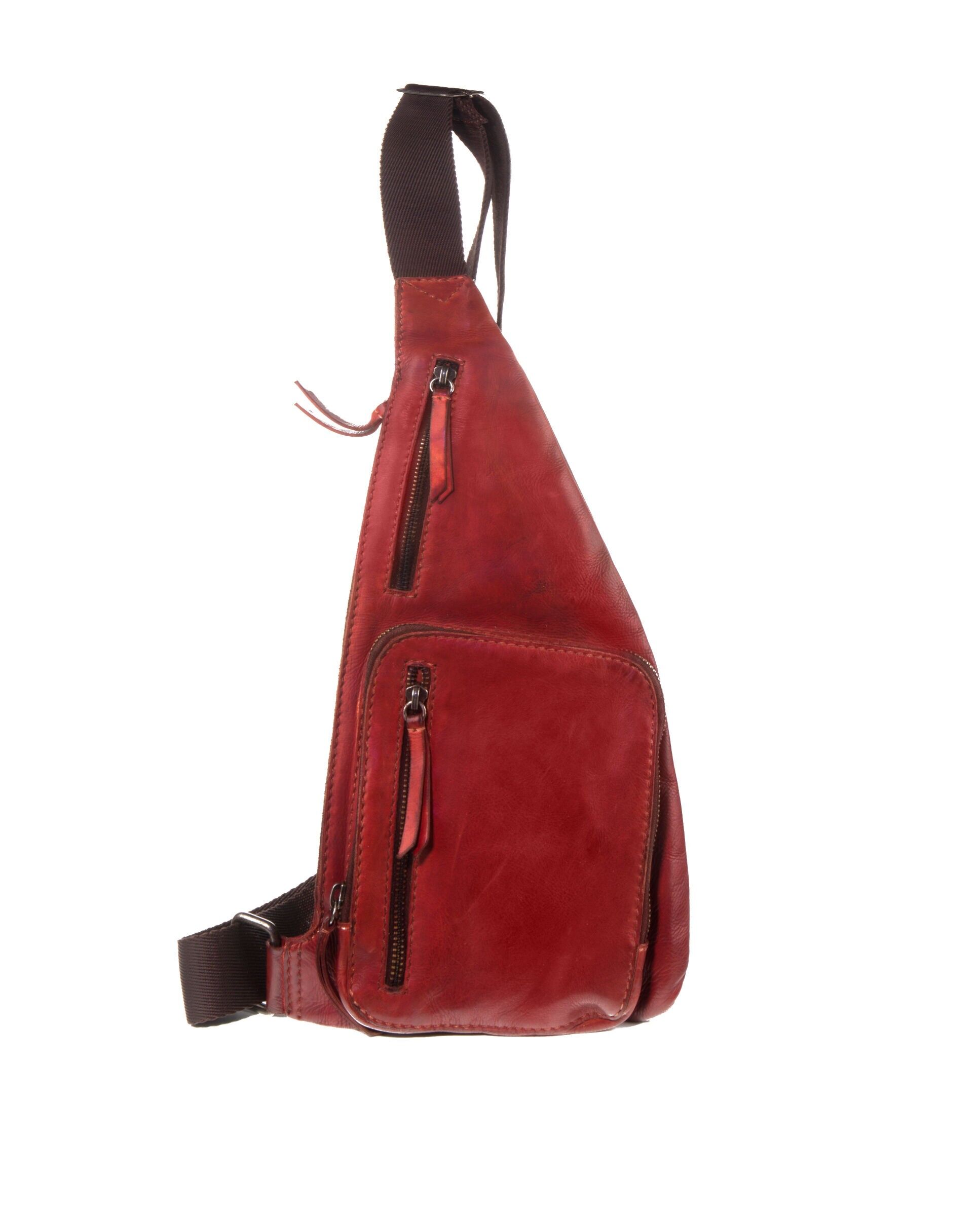 Zaino a tracolla da uomo Stamp ST121 in pelle rosso Libano