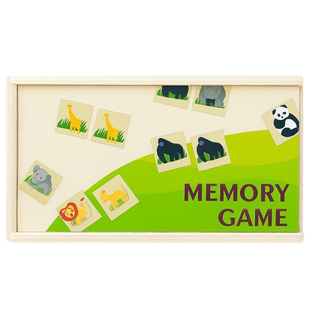 Wooden Animal Memory Game 20 Pieces Colorful for Kids Learning Shapes and Colors