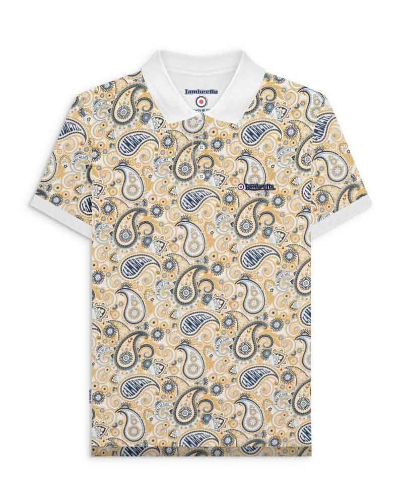 Polo Big and Tall Paisleyu Brand bianca/blu navy SS25