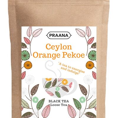 TÈ PRAANA - Tè nero sfuso Pekoe all'arancia di Ceylon - Confezione catering 500 g