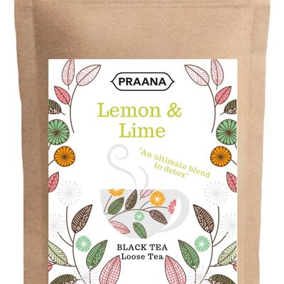 PRAANA TEA - Tè Nero di Ceylon con Vero Limone e Pezzi di Lime - Confezione Catering 500g