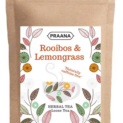 PRAANA TEA - Rooibos (Redbush) and Lemongrass Herbal Loose Tea - 500 g