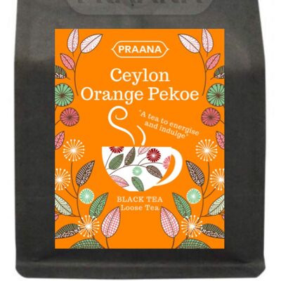 PRAANA TEA - Luxury Ceylon Orange Pekoe Loose Black Tea, 100 g