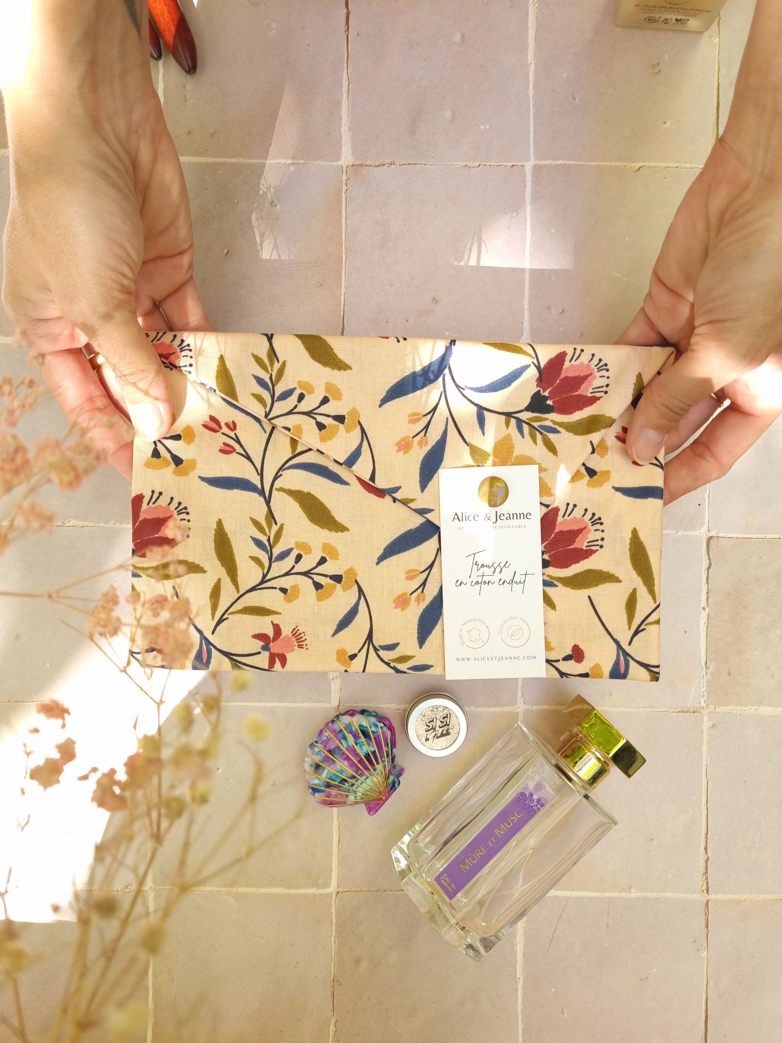 Bolsa de maquillaje de algodón recubierta de ágata