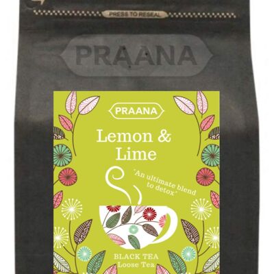 PRAANA TEA - Luxury Black Tea with Real Lemon and Lime Pieces, 100 g