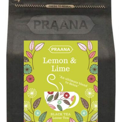TÈ PRAANA - Tè nero di lusso con vero limone e pezzi di lime, 100 g