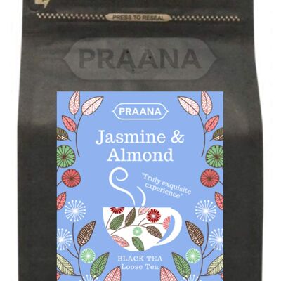 PRAANA TEA - Black Loose Tea with Jasmine Buds and Almond - 100 g