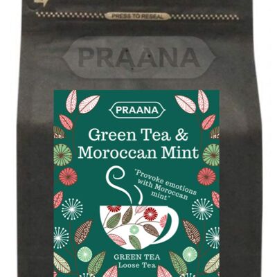 PRAANA TEA - Green Tea with Moroccan Mint Leaves, 100 g