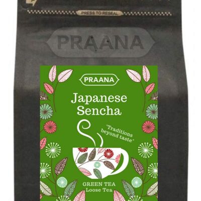 PRAANA TEA Premium Japanese Sencha Green Tea, 100 g