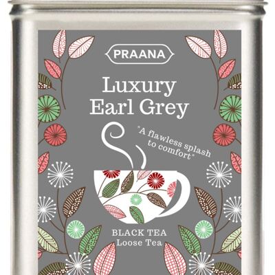 PRAANA TEA - Luxury Earl Grey Tea - Gift Tin - 100g