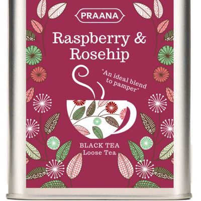 PRAANA TEA - Ceylon Black Tea with Real Rosehip and Raspberry Pieces - 100g