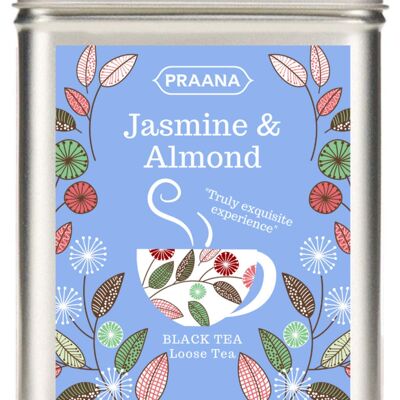 PRAANA TEA - Black Tea with Jasmine Buds and Almond - Gift Tin - 100g