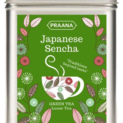 PRAANA TEA - Premium Japanese Sencha Green Tea - Gift Tin 100g