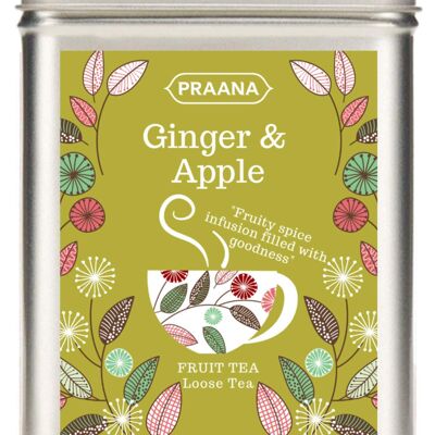 PRAANA TEA - Ginger and Apple Fruit Tea - Gift Tin 100g