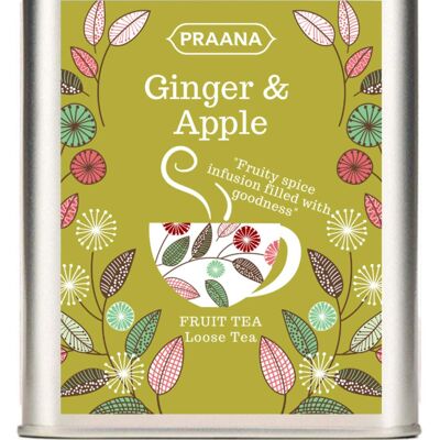 PRAANA TEA - Ginger and Apple Fruit Tea - Gift Tin 100g