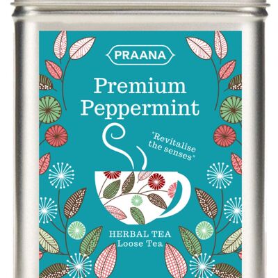 PRAANA TEA - Premium Pure Peppermint Herbal Tea - Gift Tin 100g