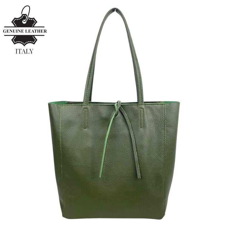 Damentasche aus italienischem Leder mit kurzen Griffen und Reißverschluss