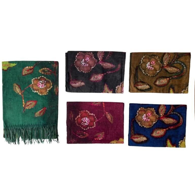 Bufanda de Mujer en Lana con Estampado de Flor