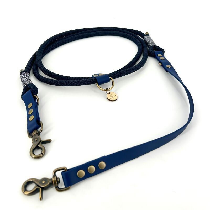 MULTIPOSITION Leine ozeanblau Paracord / nachtblau Biothane