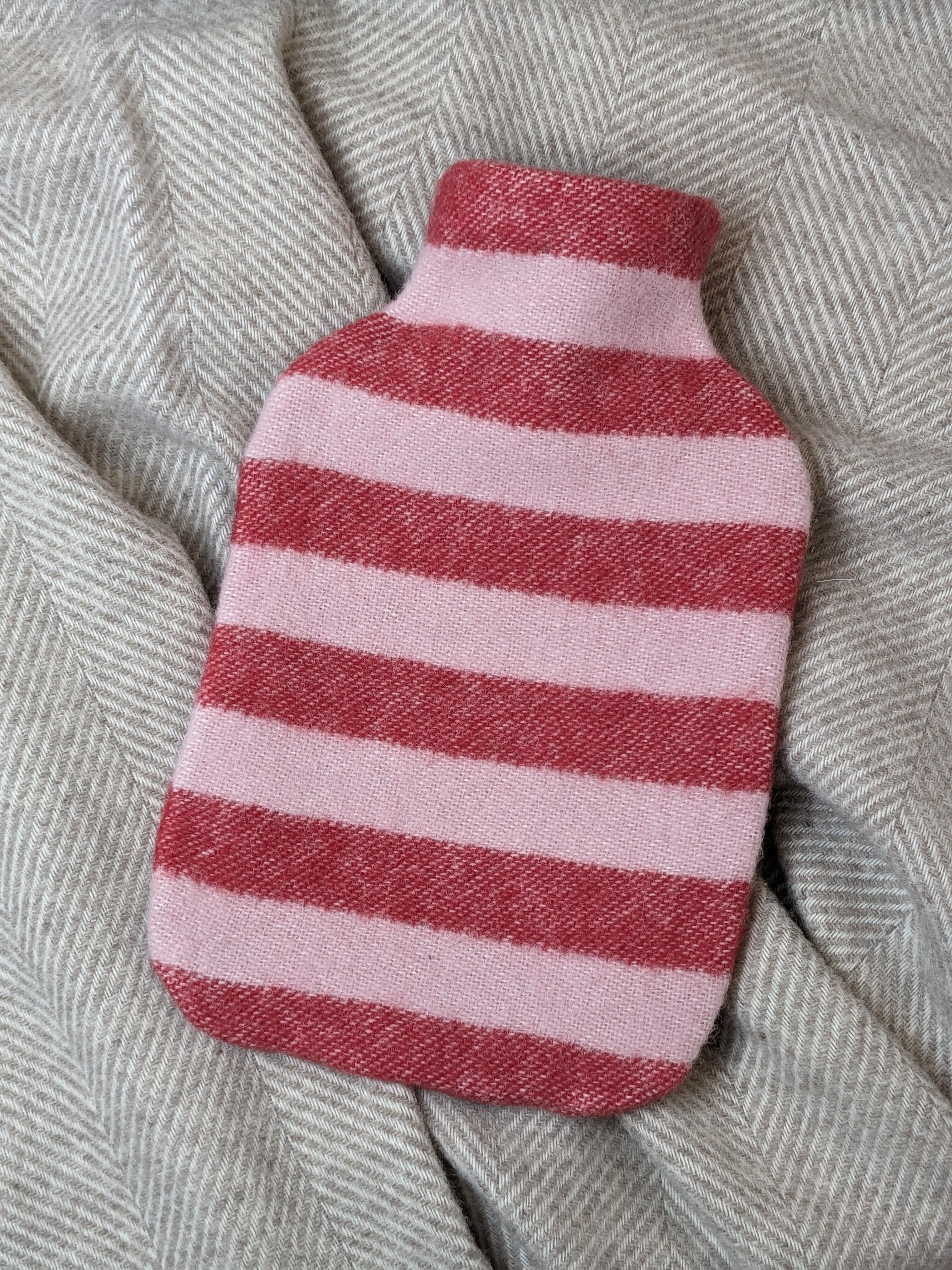 Wärmflaschenbezug / hot water bottle cover STRIPES rose/red