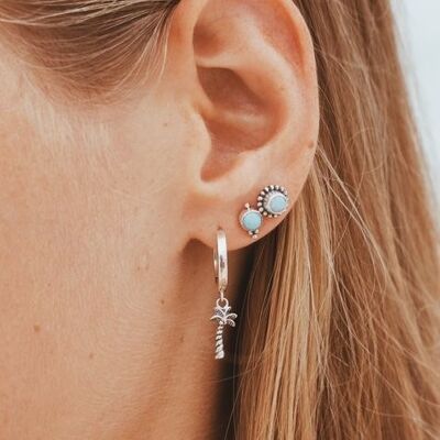 Larimar Ohrstecker mit Silber Perlen