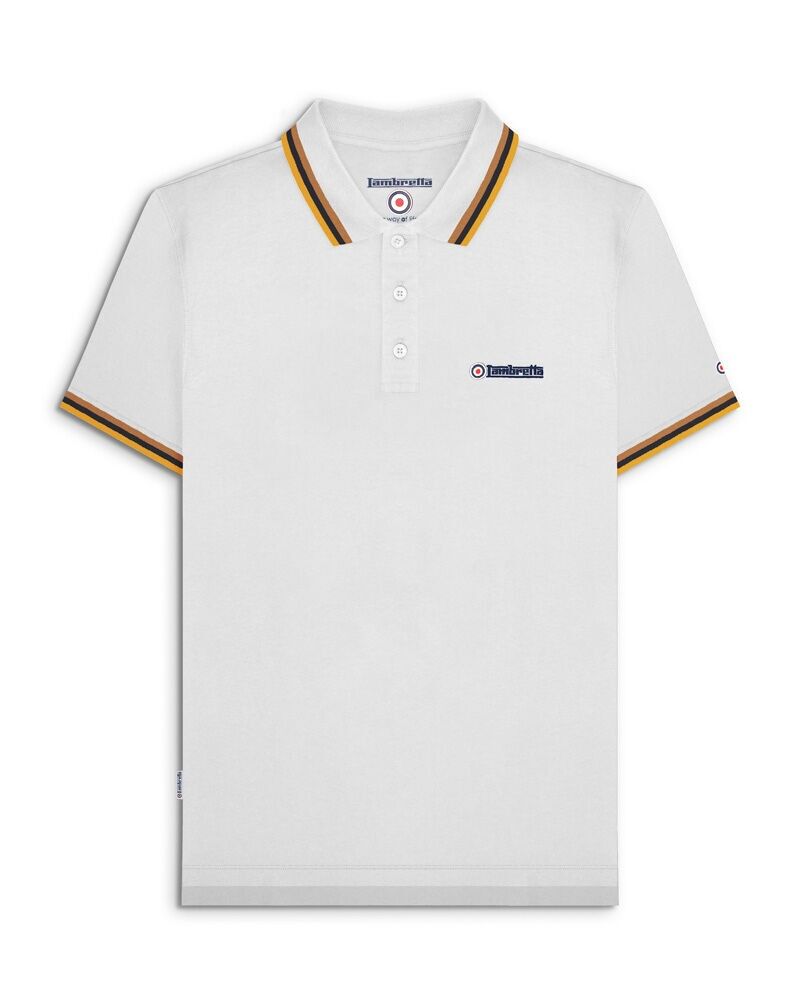 Polo Big and Tall Triple Tipped bianca tabacco/blu navy/oro SS25