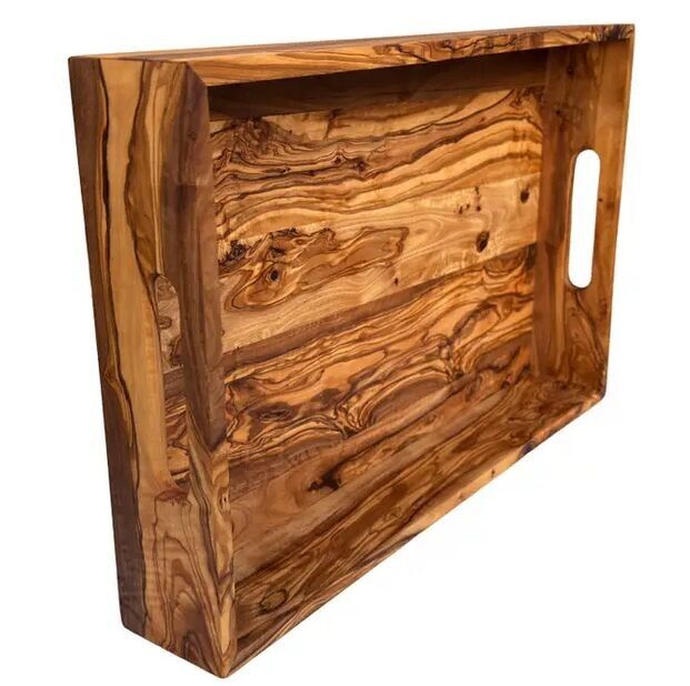 Vassoio da portata con 2 manici vassoio rettangolare in legno di ulivo