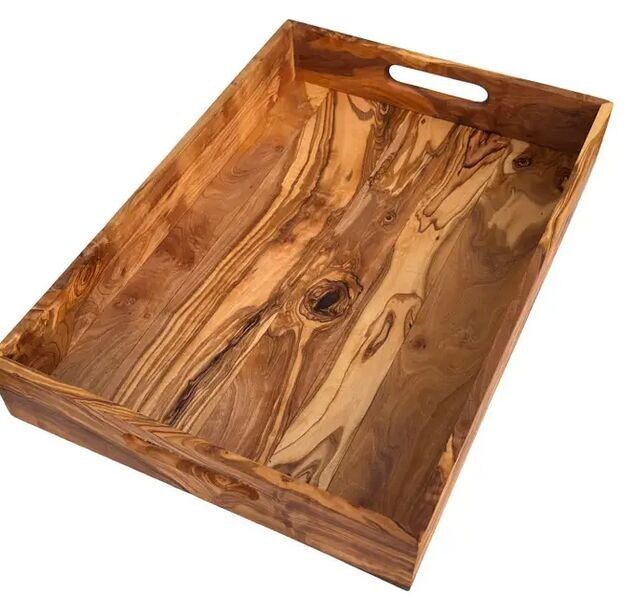 Vassoio da portata con 2 manici vassoio rettangolare in legno di ulivo
