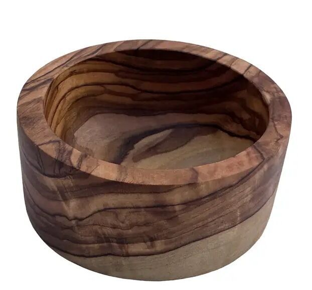 Caja abierta redonda Ø 8 cm de madera de olivo, almacenaje versátil