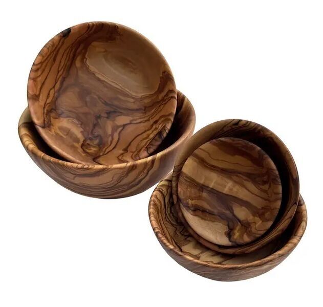 Cuenco de madera de olivo, fino, ligero y hecho a mano.