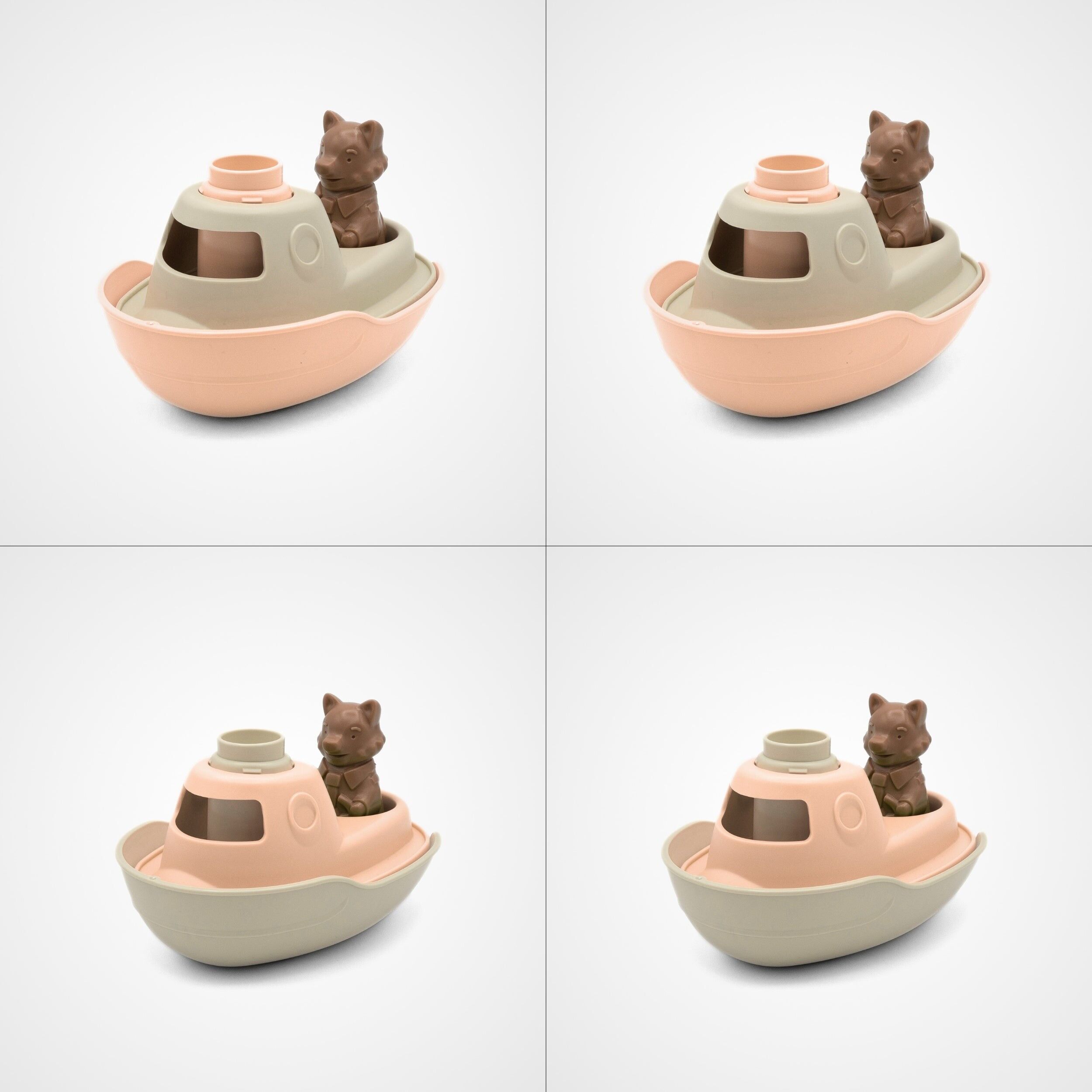 Jouets de Bain Made in France en Matière Recyclée, Recyclables et Lavables - Les Petits Bateaux Moccha Peach - Asst x4 - Dès 1 an