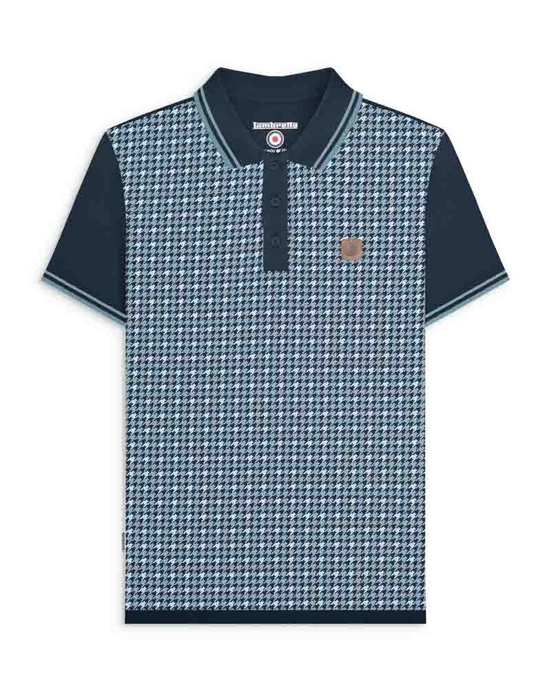 Polo pied-de-poule bleu marine grande taille SS25