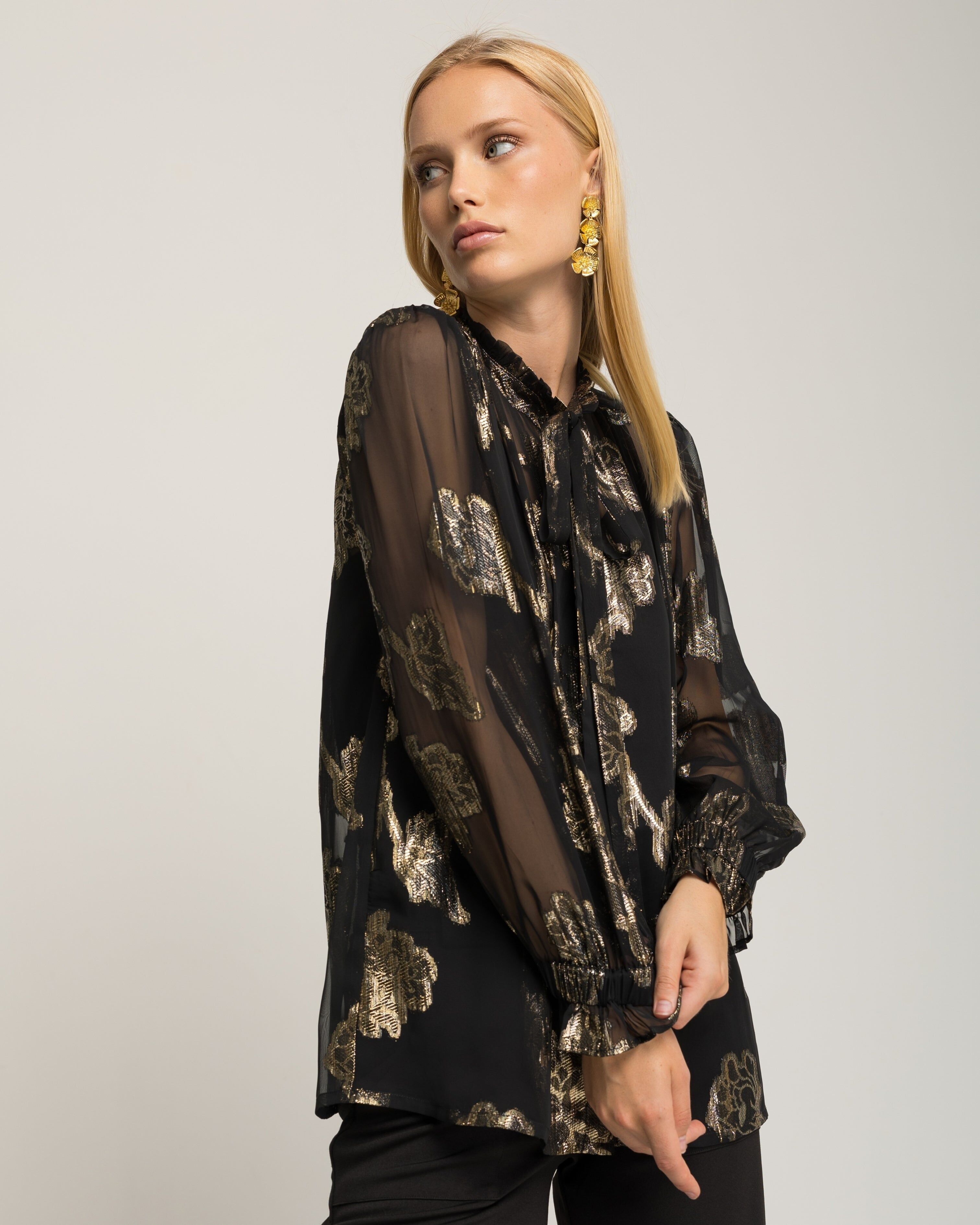Blusa in chiffon nero Senia