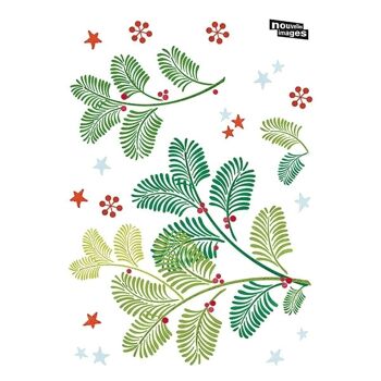 Sticker fenêtre décoration de Noël - Motif Branches de Noël - 2 planches 32x23cm 3