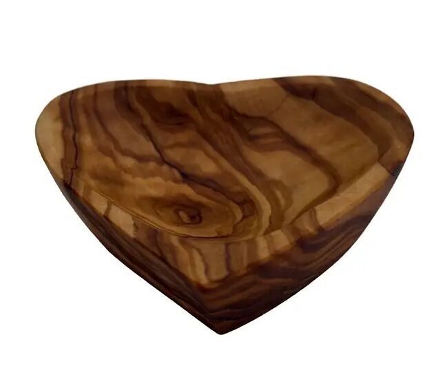 Mini cuenco en forma de corazón hecho a mano en madera de olivo
