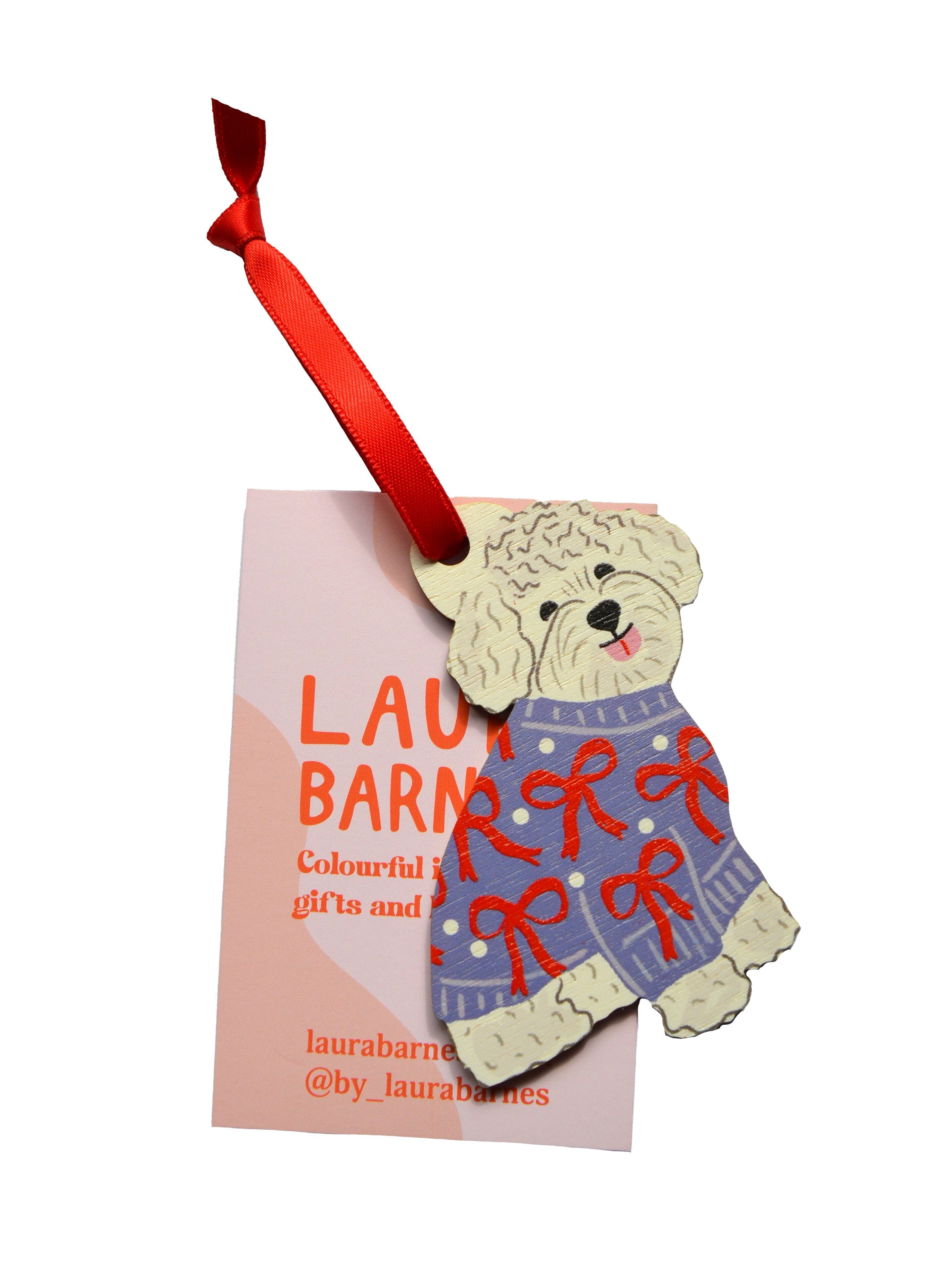 Weiße flauschige Hundedekoration