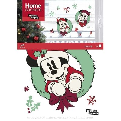 Sticker fenêtre décoration de Noël - Motif Mickey - 2 planches 36x24cm