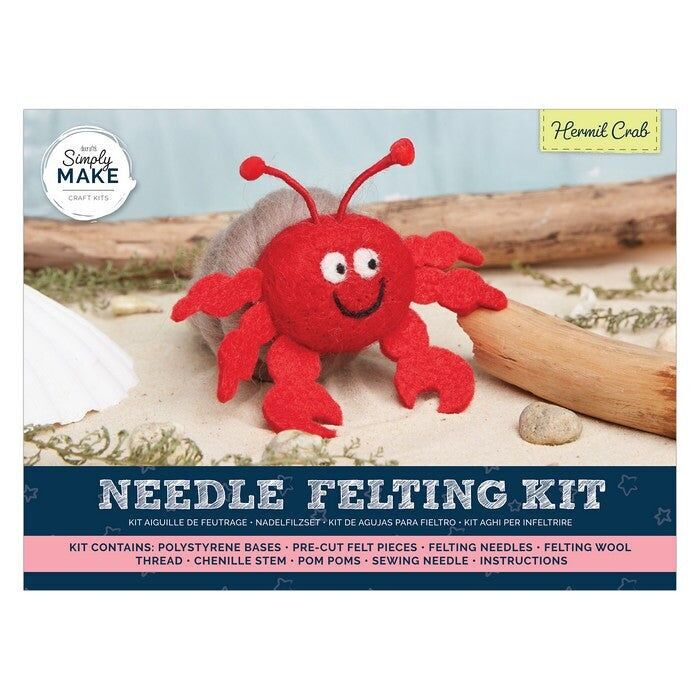 Simply Make Needle Felting Kit, Hermit Crab, Including Wool, Needles, Tools, Beginners, Needle Felting Craft Kits, Starter Hobby Craft, Decoration, Gift, Hobbies Crafty Enthusiasts