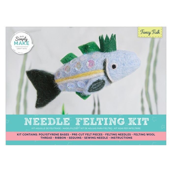 Simply Make Needle Felting Kit, Fancy Fish, Including Wool, Needles, Tools, Beginners, Needle Felting Craft Kits, Starter Hobby Craft, Decoration, Gift, Hobbies Crafty Enthusiasts