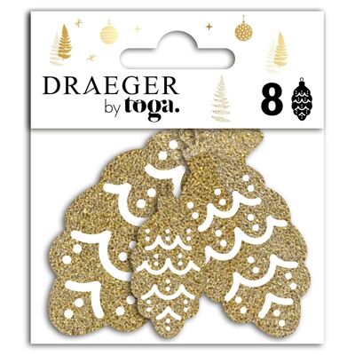 Die-cut Christmas bauble - Gold glitter - 8 pieces
